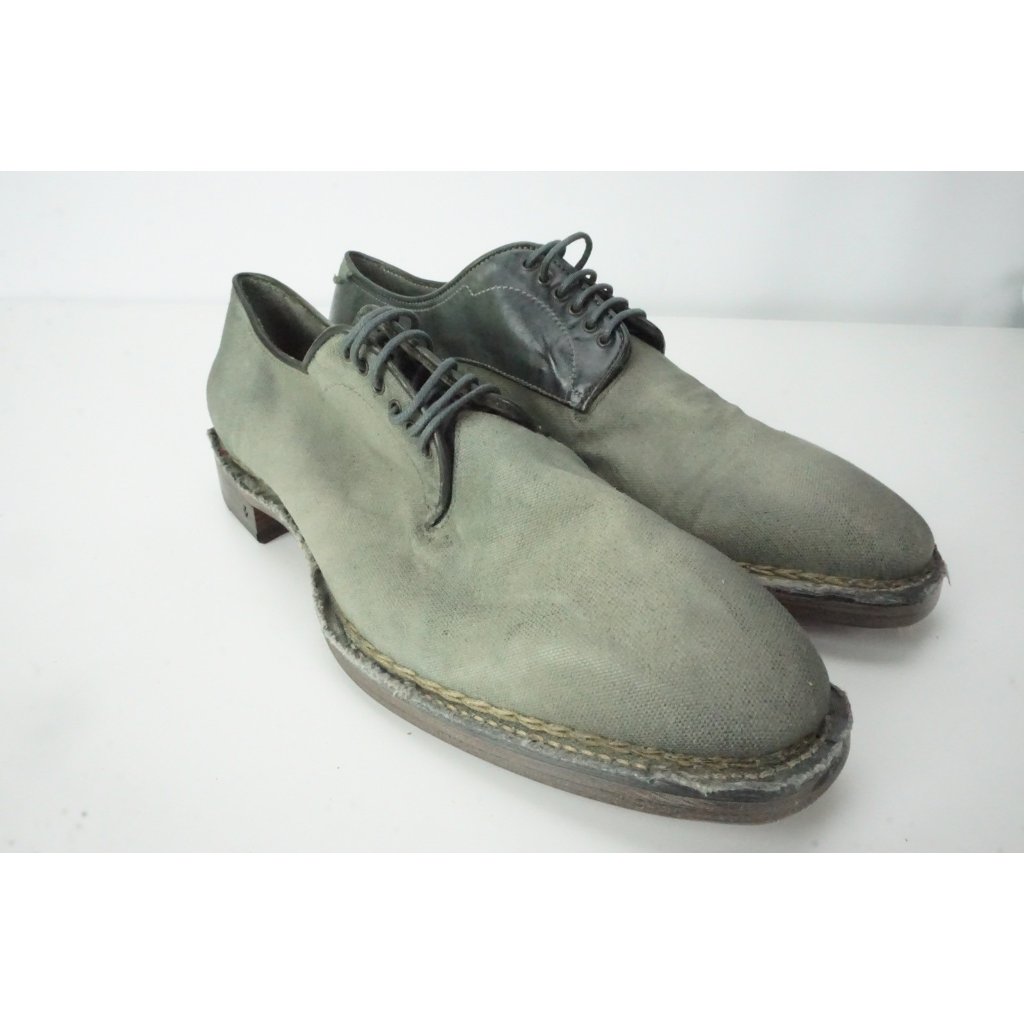 John Varvatos Gray Canvas Black Leather Mens Shoes Sz 95 Brand New John Varvatos Gray Canvas Black Leather Mens Shoes Sz 95 Brand New
